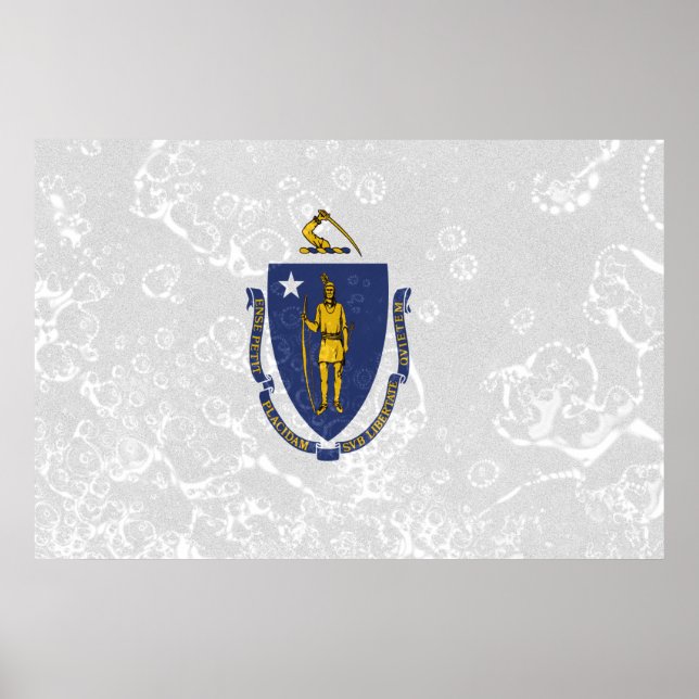 Massachusetts Statlig flagga Grunge Poster (Framsidan)