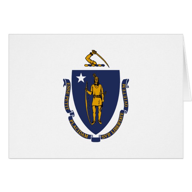 Massachusetts Statlig flagga Hälsningskort (Framsidan Horizontal)