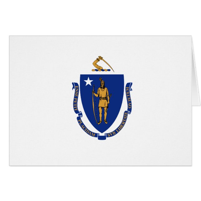 Massachusetts statlig flagga hälsningskort (Framsidan Horizontal)