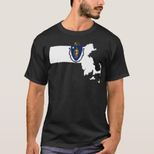 Massachusetts statlig flagga innanför Karta i Mass T Shirt