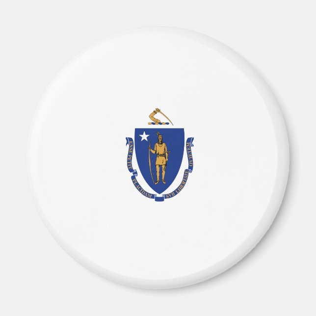 Massachusetts Statlig flagga Magnet (Framsidan)