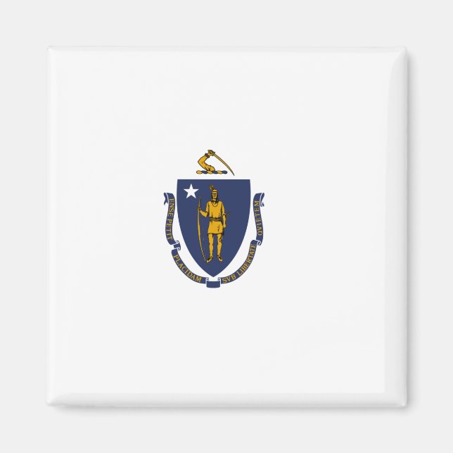 Massachusetts Statlig flagga Magnet (Framsidan)