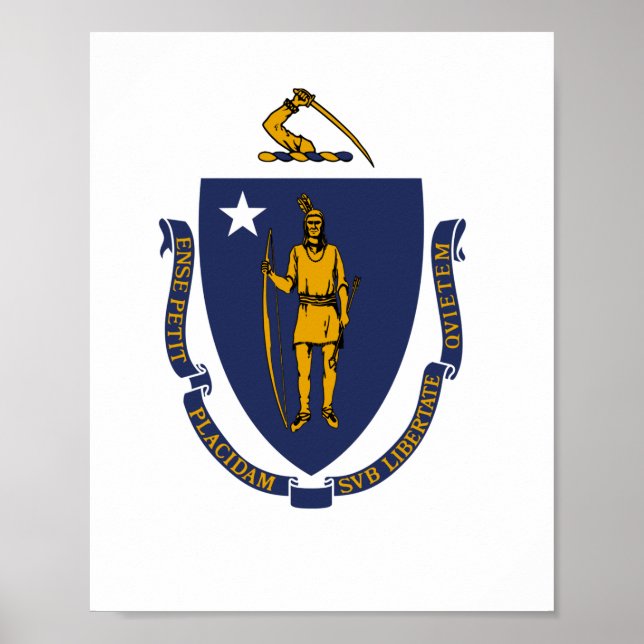 Massachusetts Statlig flagga Poster (Framsidan)