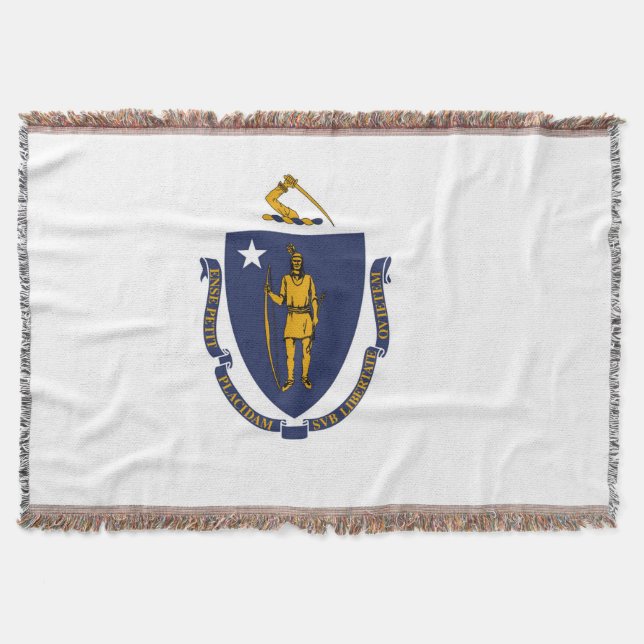 Massachusetts Statlig flagga Print Patriotic Filt (Framsidan)