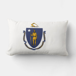 Massachusetts Statlig flagga Print Patriotic Lumbarkudde