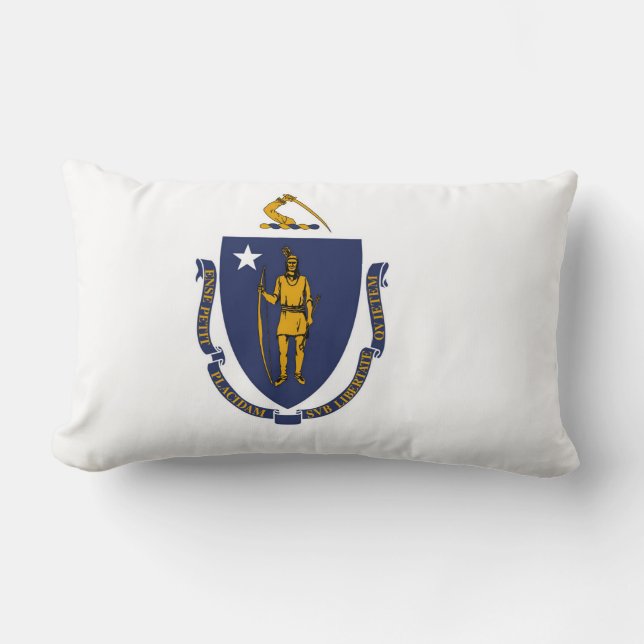 Massachusetts Statlig flagga Print Patriotic Lumbarkudde (Framsida)