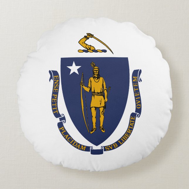 Massachusetts Statlig flagga Rund Kudde (Framsidan)