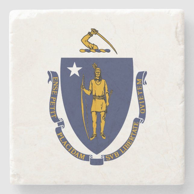 Massachusetts Statlig flagga Stenunderlägg (Framsidan)