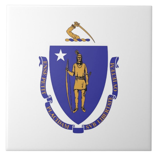 Massachusetts Statlig flagga Tile Kakelplatta (Framsidan)