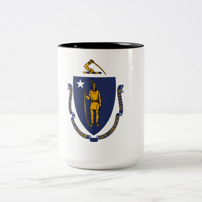 Massachusetts Statlig flagga Två-Tonad Mugg (Center)