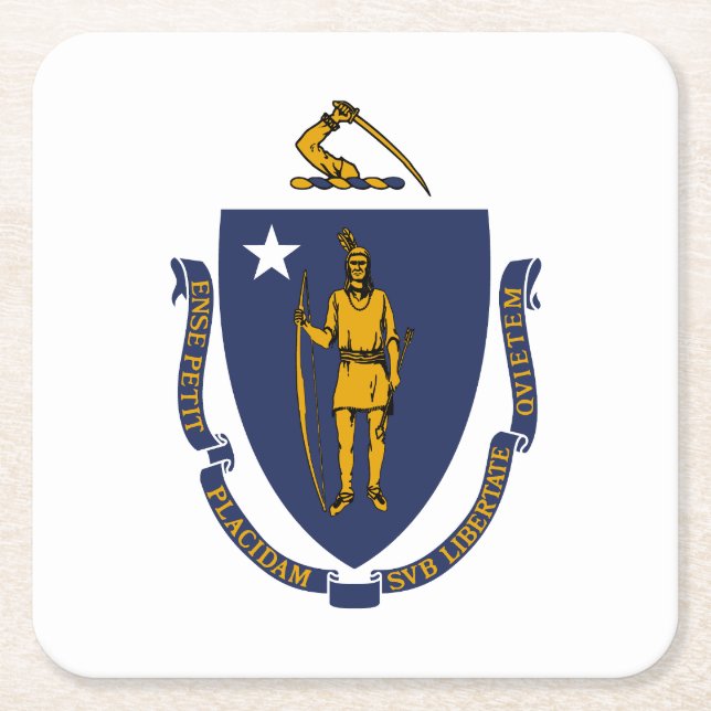 Massachusetts Statlig flagga Underlägg Papper Kvadrat (Framsidan)