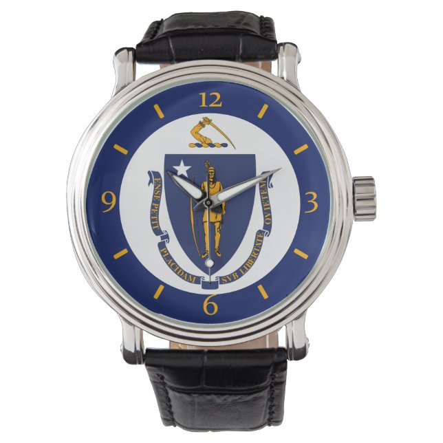 Massachusetts Statlig flagga Watch Design Armbandsur (Framsida)