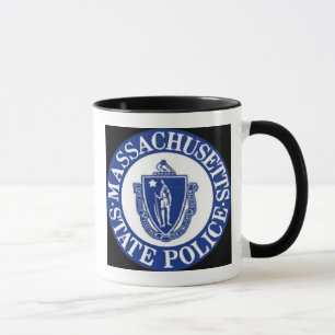 Massachusetts statlig polis/tunn blålinjenmugg mugg
