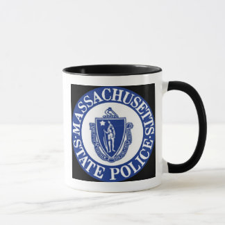 Massachusetts statlig polis/tunn blålinjenmugg mugg