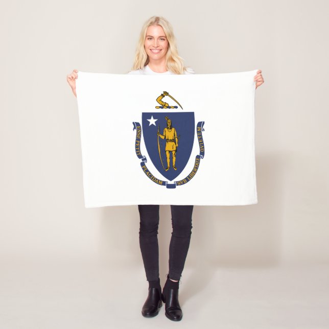 Massachusetts statsflagga fleecefilt (På plats)