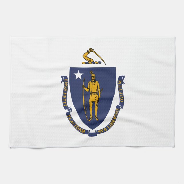 Massachusetts statsflagga kökshandduk (Horisontell)