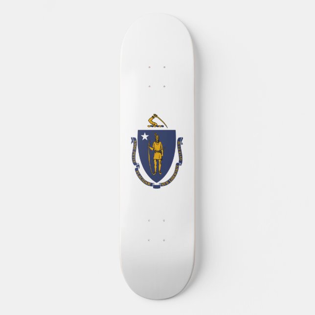 Massachusetts statsflagga mini skateboard bräda 18,5 cm (Framsida)