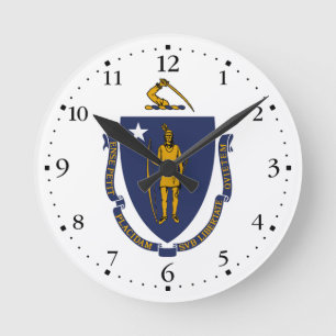 Massachusetts statsflagga rund klocka