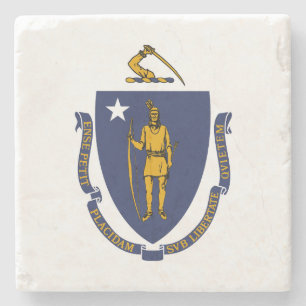 Massachusetts statsflagga stenunderlägg