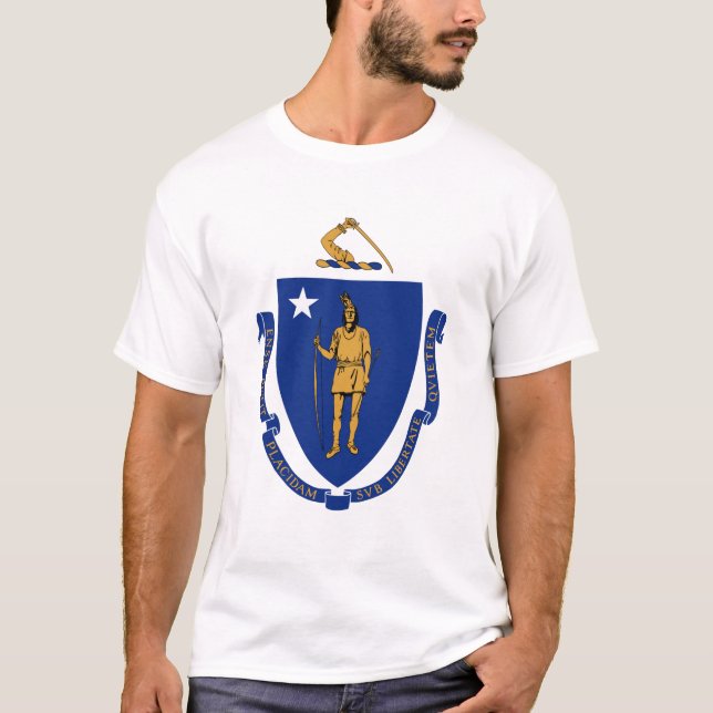 Massachusetts statsvapen, amerikansk t-shirt (Framsida)