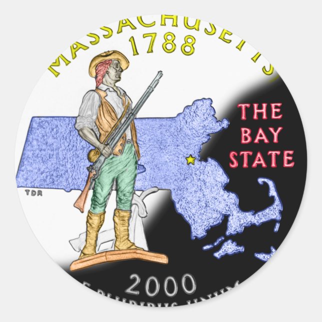 Massachusetts Sticker Runt Klistermärke (Framsida)