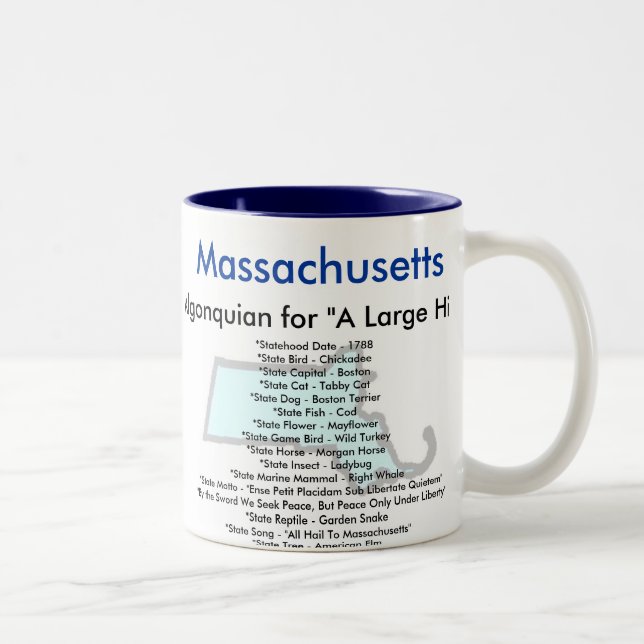 Massachusetts symboler & karta Två-Tonad mugg (Höger)