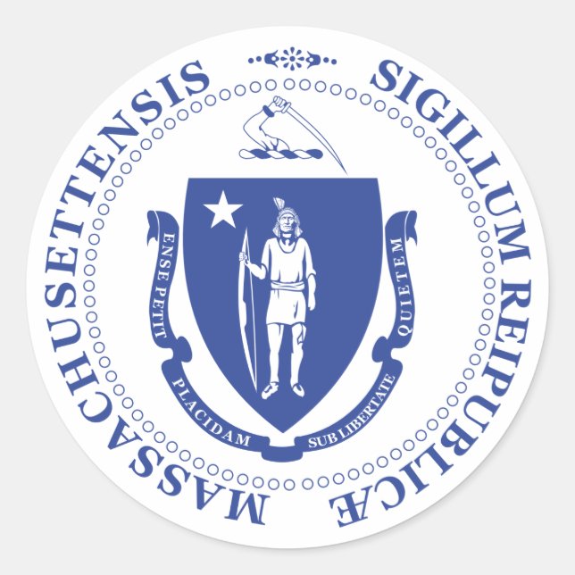 Massachusetts-tecken Runt Klistermärke (Framsida)