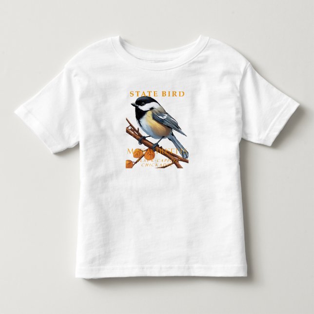 Massachusetts territoriets fågel Chickadee v2 T Shirt (Framsida)