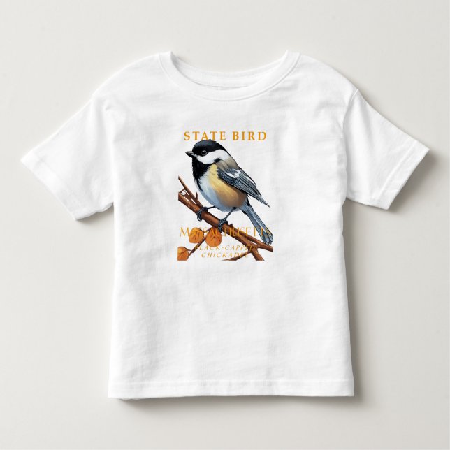 Massachusetts Territory Bird The Chickadee v2 T Shirt (Framsida)
