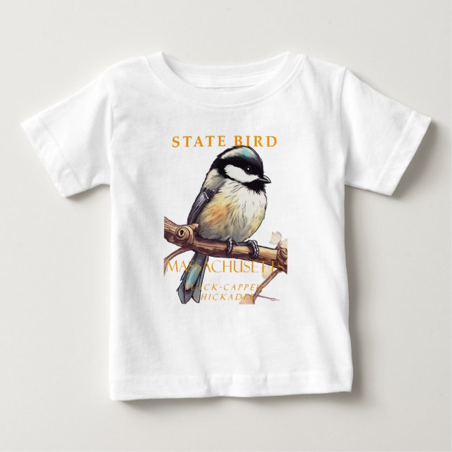 Massachusetts Territory Bird The Chickadee v3 T Shirt (Framsida)