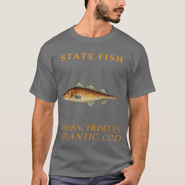 Massachusetts Territory Fiskar Atlantisk Torsk T Shirt (Framsida)