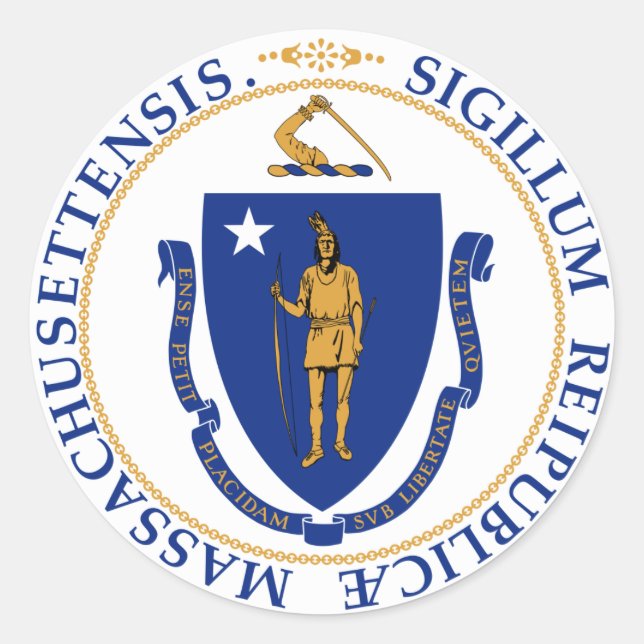 Massachusetts Underbar Seal Runt Klistermärke (Framsida)