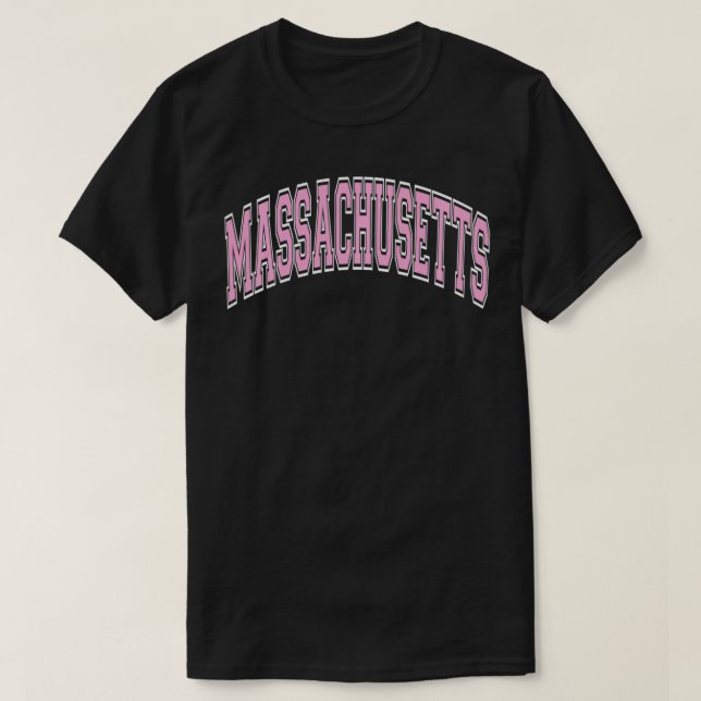 Massachusetts Varsity Stil Rosa Tet Pullover T Shirt (Design framsida)