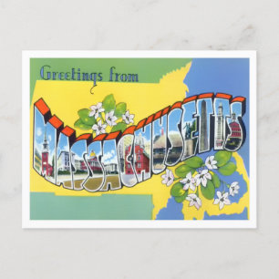 Massachusetts Vintage Big Brev Postcard Vykort