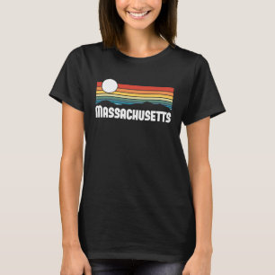 Massachusetts Vintage Sunset 80s Retro Summer Stat T Shirt