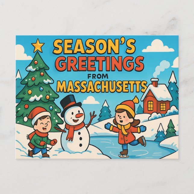 MASSACHUSETTS vykort (Framsida)