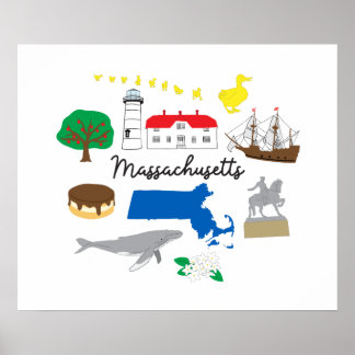 Massachusetts Wall Art-utskrift Poster