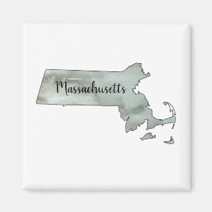 Massachusetts Watercolor State-disposition Magnet