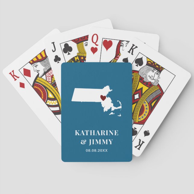 Massachusetts Wedding Favor Deck of Cards, Karta Casinokort (Baksidan)