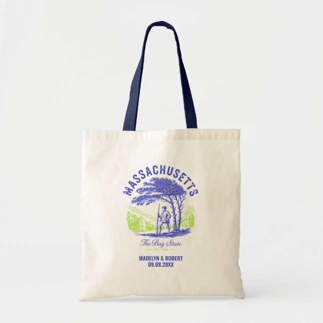 Massachusetts Wedding Welcome Bag, State Love Tygkasse (Framsidan)
