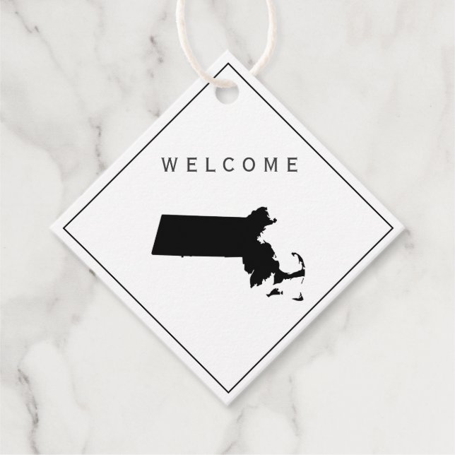 Massachusetts Welcome Bag Gift Märkre, Bröllop Gåvor Etiketter (Framsida)