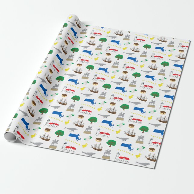 Massachusetts Wrapping Papper Presentpapper (Utrullad)