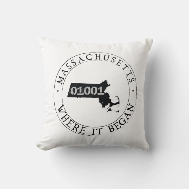Massachusetts Zip-kod Pillow Kudde (Framsida)