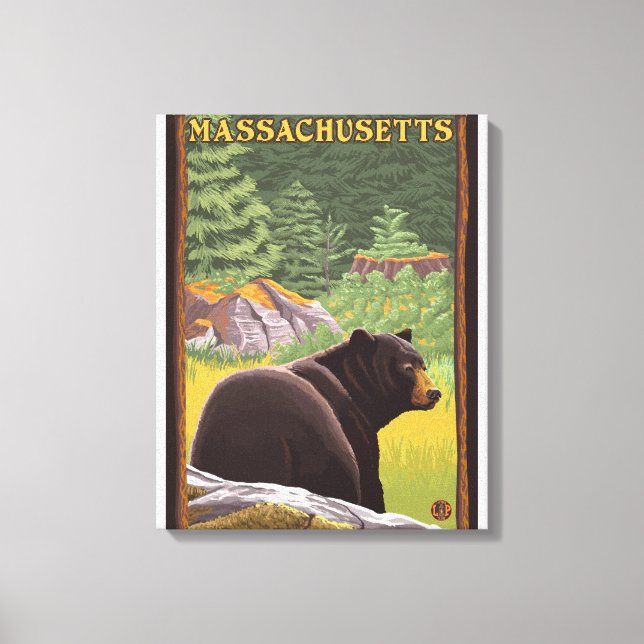 MassachusettsBlack Bear i Forest Canvastryck (Framsida)