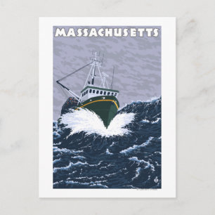MassachusettsCrab Fishing Boat Scene Vykort