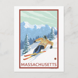 MassachusettsDownhill Skier Scene Vykort