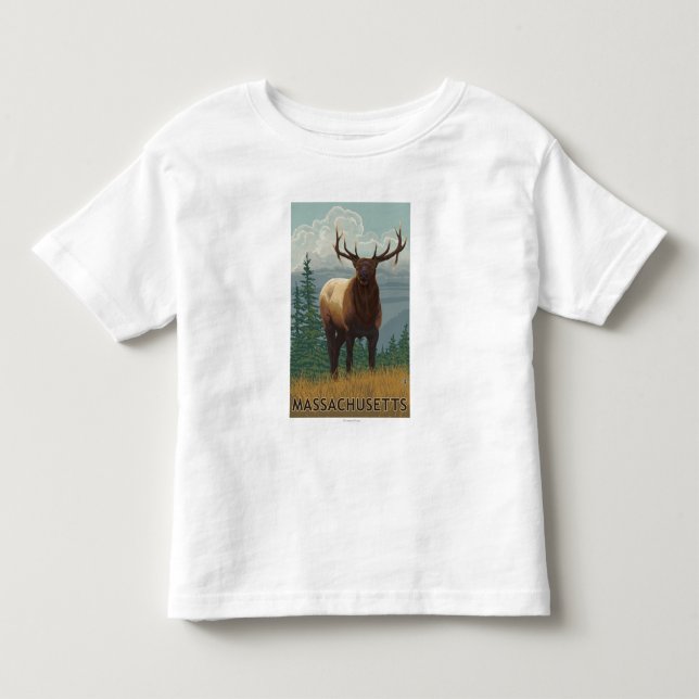 MassachusettsElk plats T-shirt (Framsida)