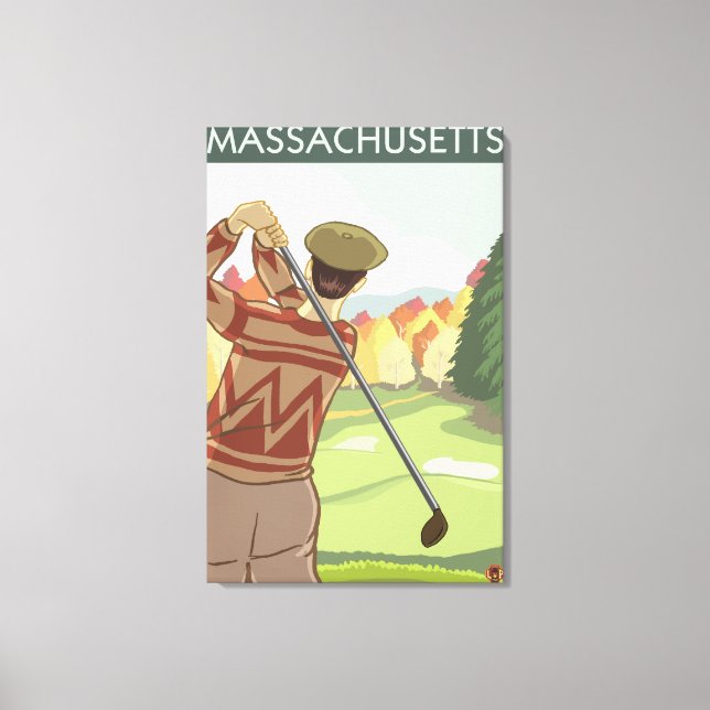MassachusettsGolfing Scene Canvastryck (Framsida)