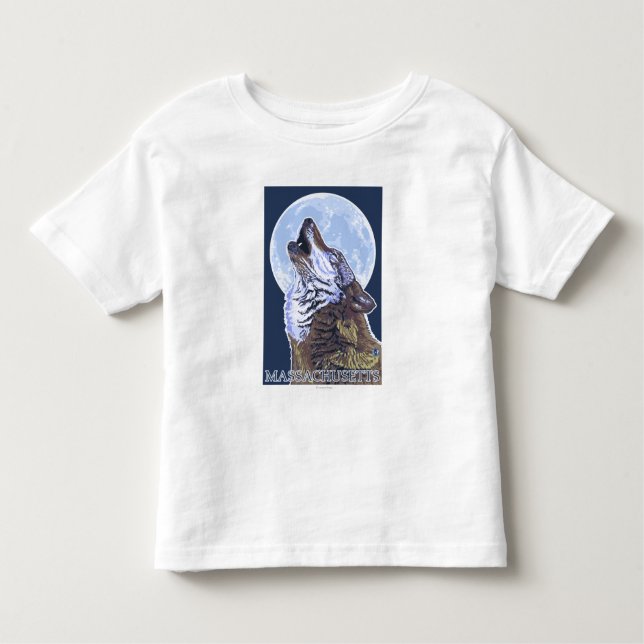 MassachusettsHowling varg T Shirt (Framsida)