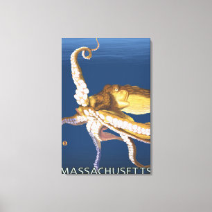 MassachusettsOctopus plats Canvastryck